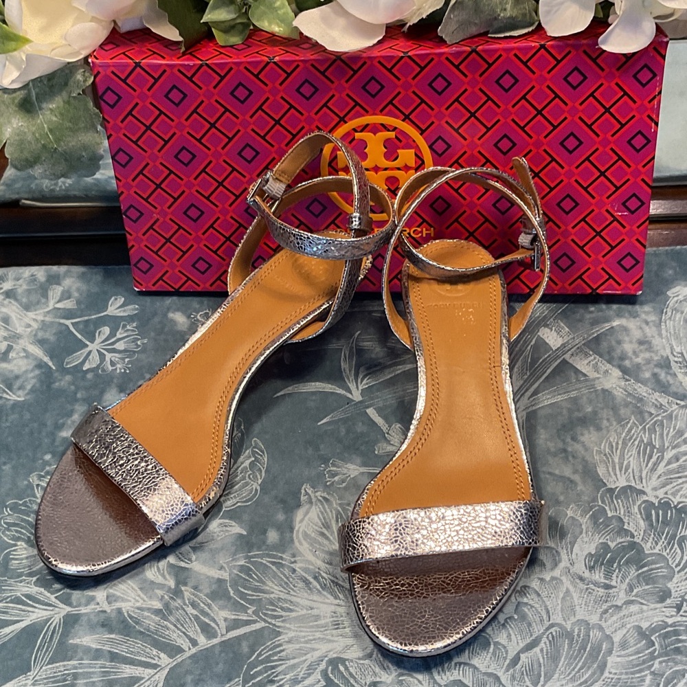 Tory Burch Metallic Silver Sandals